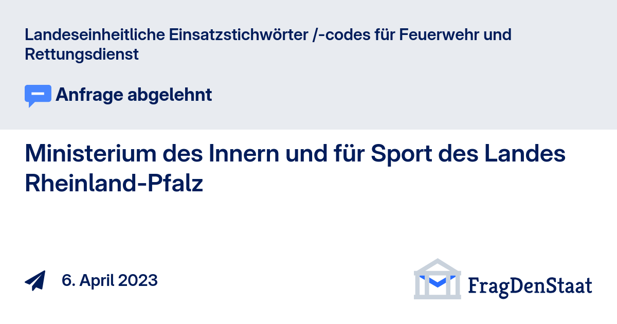 Landeseinheitliche Einsatzstichwörter /-codes für Feuerwehr und ...