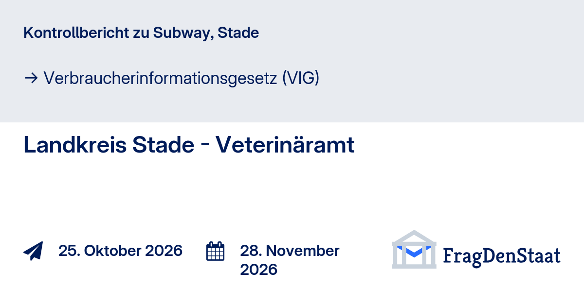 Kontrollbericht zu Subway, Stade - FragDenStaat