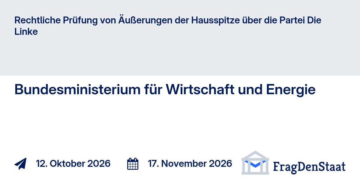 Rechtliche Prüfung von Äußerungen der Hausspitze über die Partei Die ...