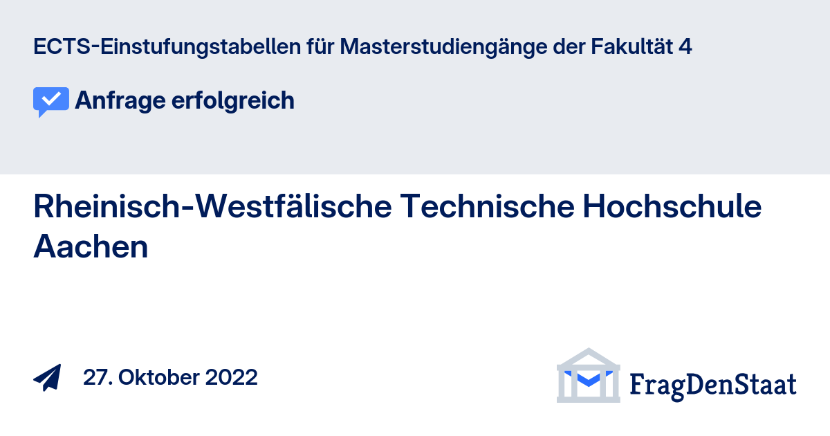 ECTSEinstufungstabellen für Masterstudiengänge der Fakultät 4 FragDenStaat