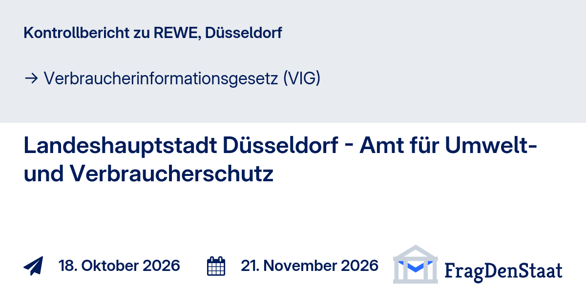 Kontrollbericht zu REWE, Düsseldorf - FragDenStaat