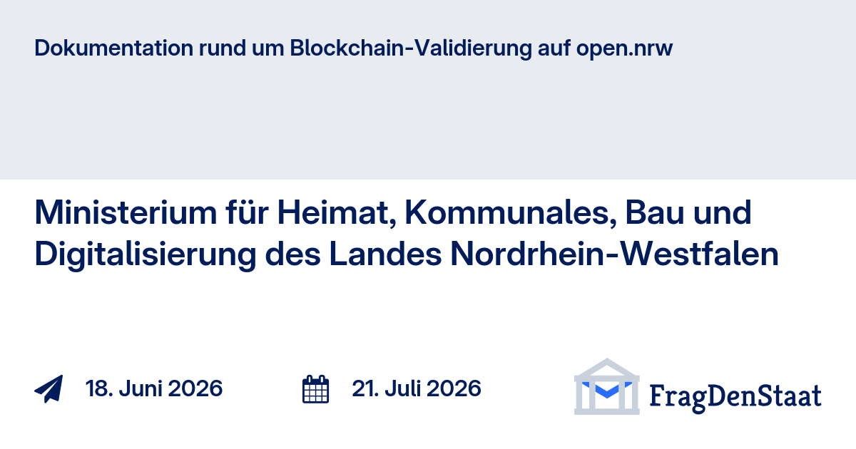 FOI Request: Open.NRW Blockchain Data Validation Shutdown