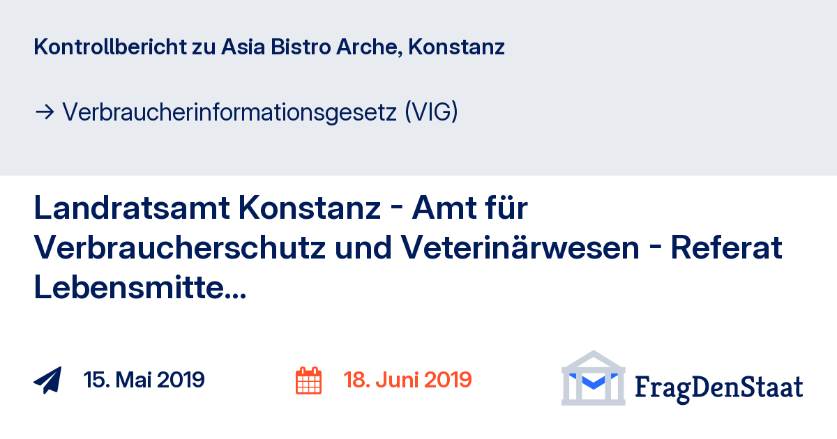 Kontrollbericht zu Asia Bistro Arche Konstanz FragDenStaat